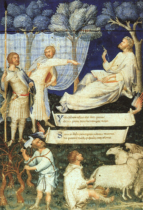 Frontespizio del Commento di Servio a Virgilio, 1340, Simone Memmi de Sienne