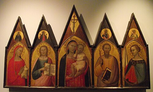 Madonna col Bambino, S. Maria Maddalena, S. Giovanni Evangelista, S. Bartolomeo, S. Venanzio, , Allegretto Nuzi