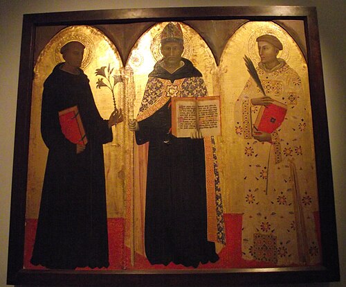 S. Nicola da Tolentino, S. Agostino, S. Stefano, 1350, Allegretto Nuzi
