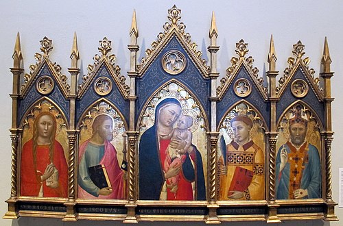 Virgin and Child, with Saints Mary Magdalene, James Major, Stephen, and a Bishop Saint, 1346, Allegretto Nuzi