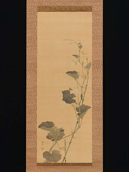 Calabash Flowers and Beetle, 1819, Maruyama Oshin