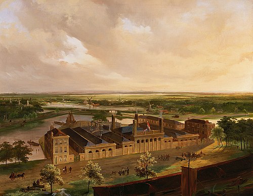 De gasfabriek van de Amsterdamsche Pijp-gaz Compagnie aan de Schans, 1850, Jacobus Pelgrom