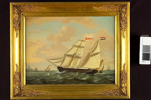Het schoenerbrikschip Curaçao van rederij Rietveld, 1856, Casparus Johannes Morel