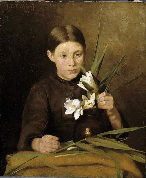 Meisje met waterbloemen, 1887, Anna Wijthoff