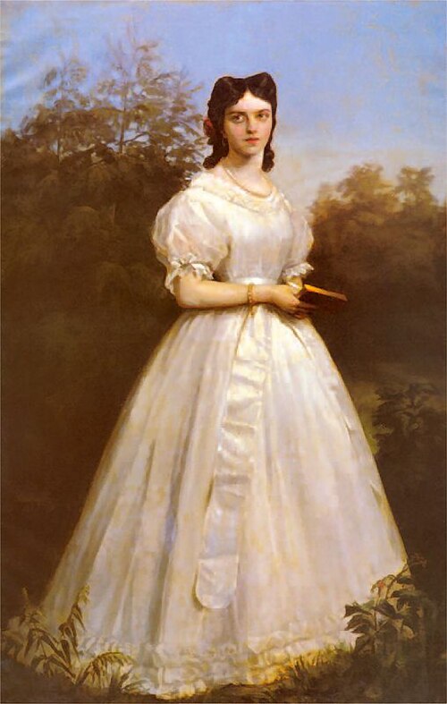 Portret damy w białej sukni, 1866, Zygmunt Sidorowicz