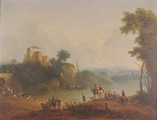Landscape fith figure staffagge, 1750, Christian Hilfgott Brand