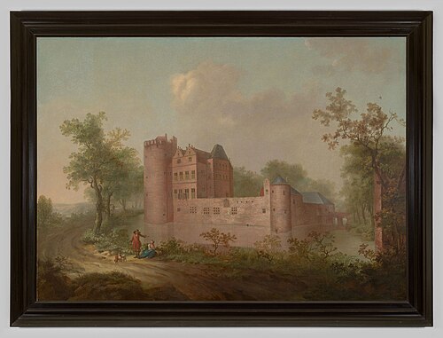 Gezicht op kasteel Rosendael in gefantaseerd landschap, 1724, Jurriaan Andriessen