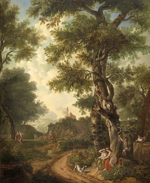 Arcadisch landschap met reizigers, 1771, Jurriaan Andriessen