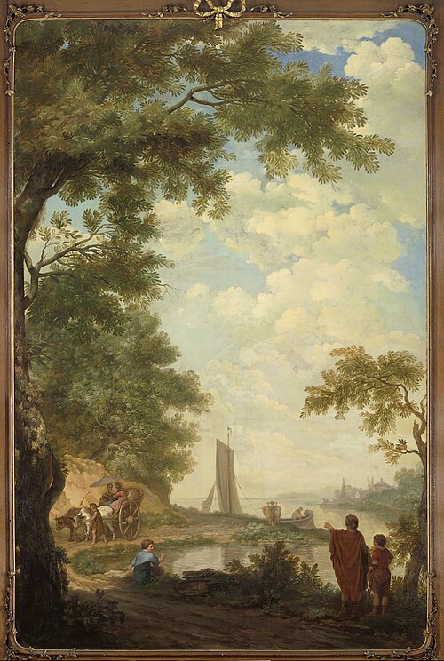 Arcadisch landschap met figuren bij een rivieroever, 1771, Jurriaan Andriessen