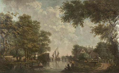 Three Painted Wall Hangings of a Dutch Landscape, 1776, Jurriaan Andriessen