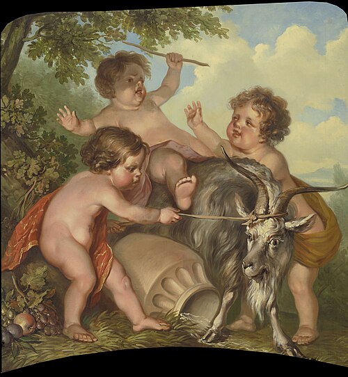 Drie kinderen spelend met een bok, 1771, Jurriaan Andriessen