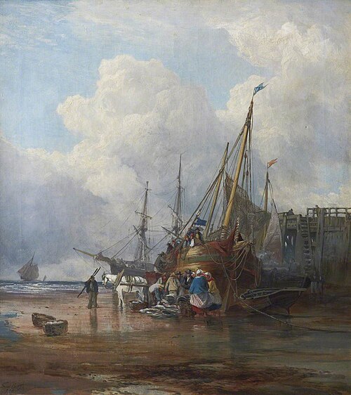 Landing the Fish, 1860, Samuel Bough