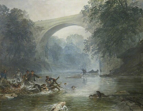 An Otter Hunt, Canonbie, 1864, Samuel Bough