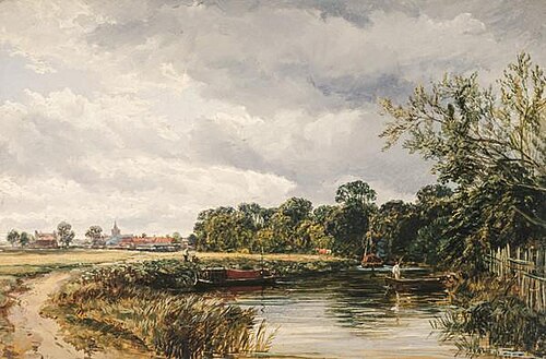 An English Canal Scene, , Samuel Bough