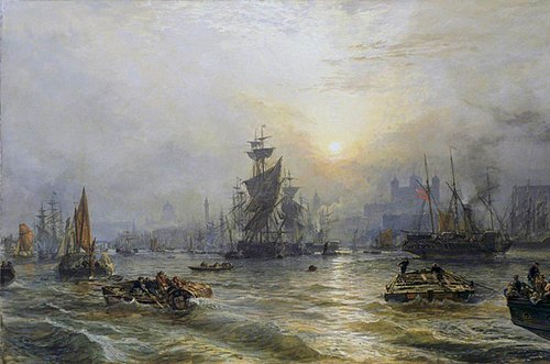 The Port of London, 1863, Samuel Bough
