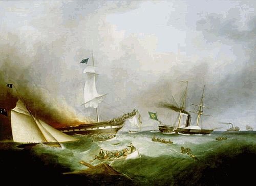 Burning of the Ocean Monarch, 1850, Samuel Walters