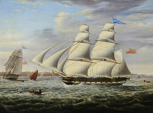 The Barque 'Andromeda' in Two Positions, 1831, Samuel Walters