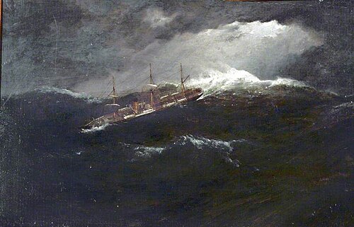 Cunarder in a Gale, 1900, Samuel Walters