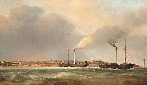 Paddle Steamer Ferries off New Brighton, Wirral, , Samuel Walters