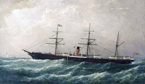 Cunard Steamer Passing a Lighthouse, 1900, Samuel Walters