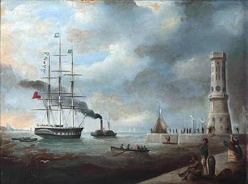 View on the Mersey with Victoria Tower, , Samuel Walters