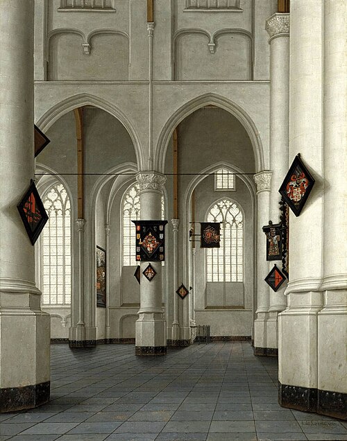 Interior of Saint Laurence's church in Rotterdam, 1669, Anthonie de Lorme