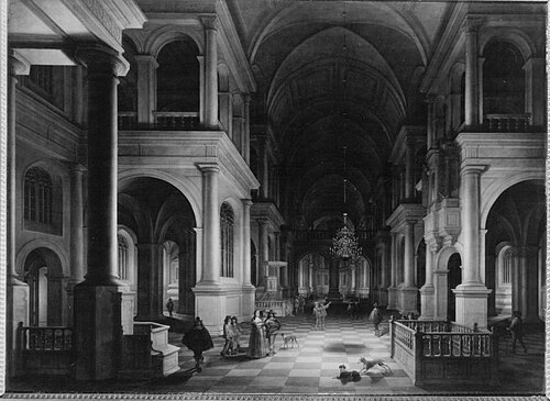 Nächtliches Interieur einer Kirche im Renaissancestil, 1642, Anthonie de Lorme