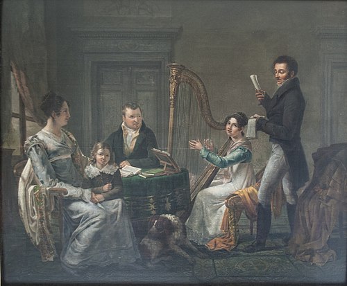 La Leçon de harpe, 1820, Joseph-Louis (Jozef) Geirnaert