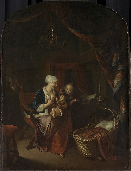 A Mother Giving her Child the Breast, 1668, Domenicus van Tol