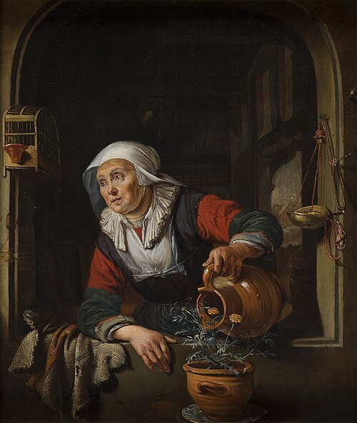 old woman at window, 1638, Domenicus van Tol