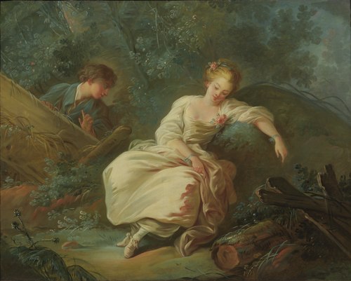 Jeune couple dans un paysage, , Jean-Baptiste Huet