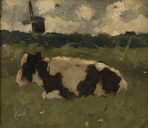 Resting Cow with a Mill, 1888, Richard Roland Holst