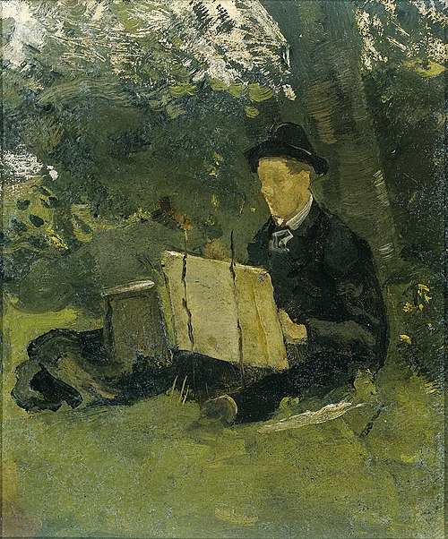 Jan Verkade (1868-1946) Painting under a Tree at Hattem, 1891, Richard Roland Holst