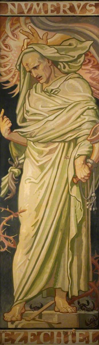 Stained Glass Design, Ezekiel, 1905, Frederic Shields