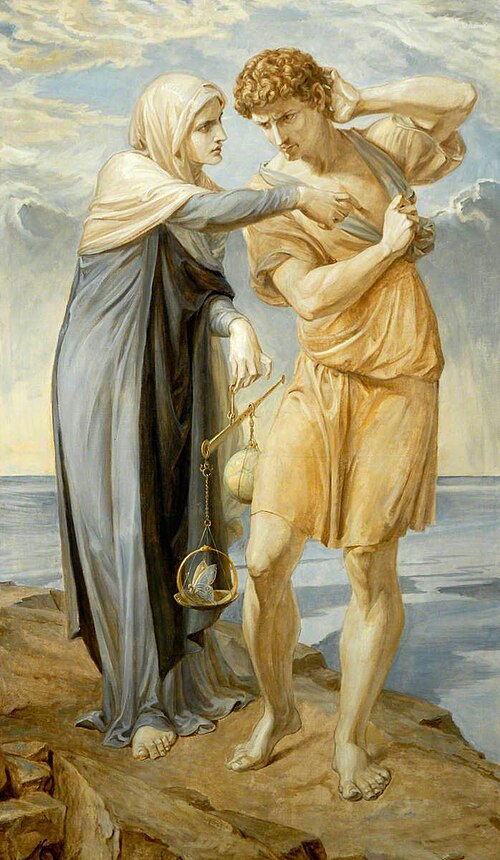 Man Harkens to the Appeal of Conscience, , Frederic Shields