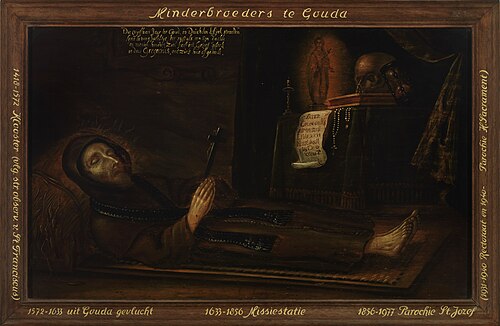 Portret van pater Gregorius Simpernel op zijn doodsbed., 1650, Jan Ariens Duif