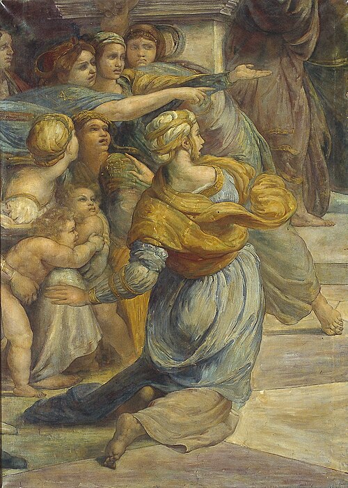 Heliodorus in de tempel, aangevallen door drie man (detail), 1888, Paul Rink