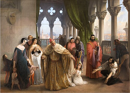 The Last Meeting between Jacopo Foscari and his Family Before Being Sent into Exile, 1839, Francesco Hayez