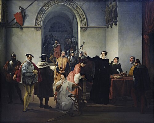 Marie Stuart protestant de son innocence à la lecture de sa condamnation à mort, 1832, Francesco Hayez