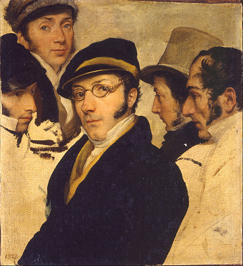 Autoportrait avec un groupe d'amis, 1824, Francesco Hayez