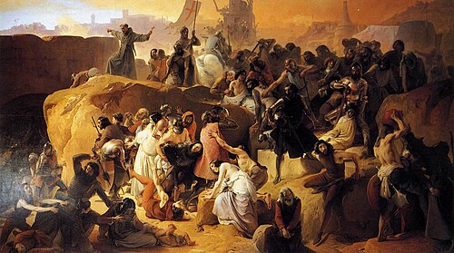 Crusaders Thirsting near Jerusalem, 1850, Francesco Hayez