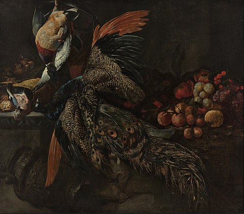 Still life with a dead peacock, 1657, Pieter Boel