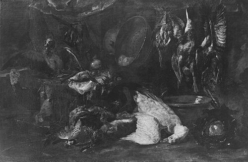 Stilleven van gevogelte, haas en uil, 1657, Pieter Boel