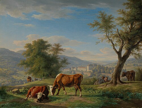 Weidende Tiere in Landschaft bei Baden-Baden, 1825, Carl Kuntz