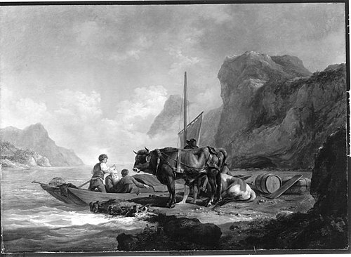 Landleute am Ufer eines Gebirgssees, 1791, Carl Kuntz
