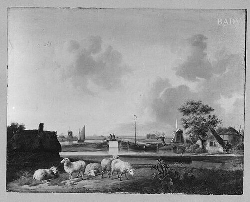 river-landscape with sheep, 1769, Jan van Os