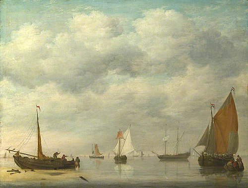 Dutch Vessels in Calm Water, 1777, Jan van Os