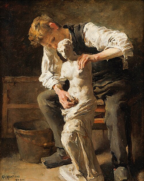 In the studio, 1886, Charles Mertens