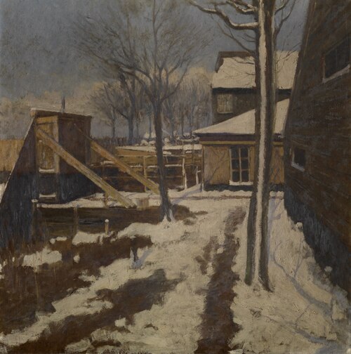 Snow on the left bank of the Scheldt river, , Charles Mertens