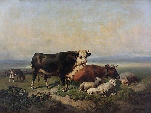 Landscape with Cattle, Sheep and Goats, , Louis Robbe